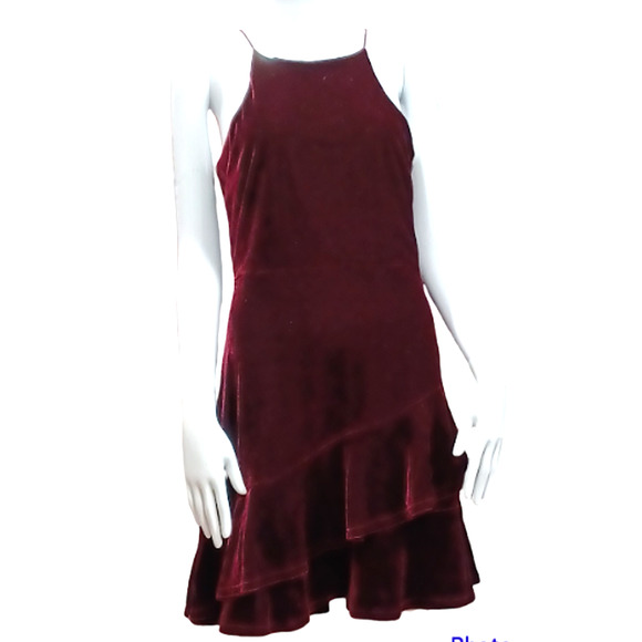 NWOT ALTAR'D STATE WINE COLORED VELVET MINI DRESS SIZE MEDIUM - Picture 1 of 4